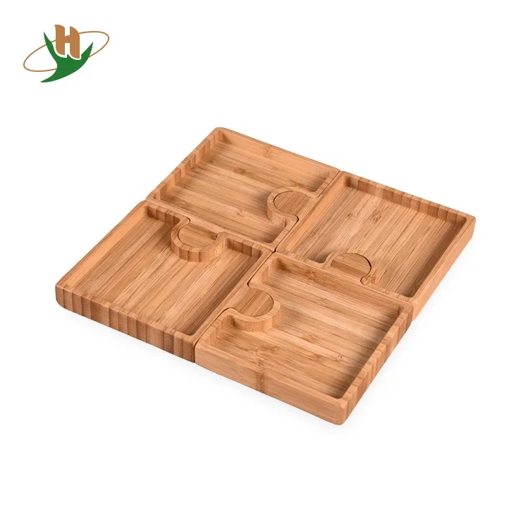 Multifunction Bamboo Platter Nuts Appetizer Snack Fruit Tray Plate