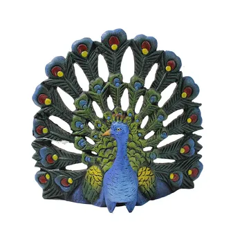 Handmade Cast Iron Painting Peacock Decorative Door Stop For Sale