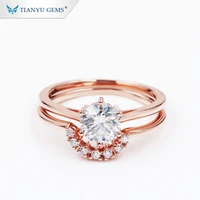 

Tianyu gems fashion jewelry 925 sterling silver gold plated moissanite engagement rings set for women