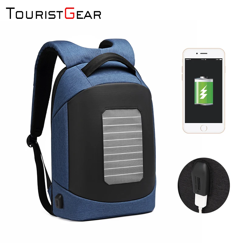 

Business usb solar laptop Multifunction waterproof backpack bag wander rucksack with solar charger, Black,blue,grey