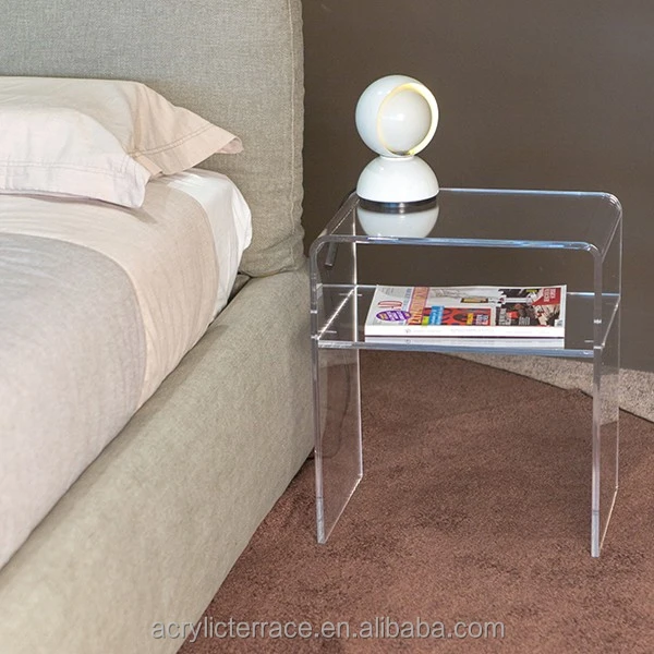 

Plain and elegant clear transparent perspex acrylic bedside table