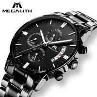 

MEGALITH shock resistant Japan movement and battery luxury waterproof date analogue stainless steel strap business quartz watch
