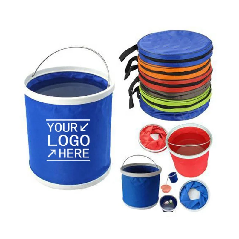 

Collapsible Bucket , Portable Folding Pail Fishing Cleaning Bucket Car Wash Bucket No Leakage Fabric with Zippered Storage Bag, Blue, red, black, yellow, green