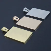 

Customized engraved dog tags style silver/gold/rose gold fashion cheap wholesale stainless steel square pendant blank
