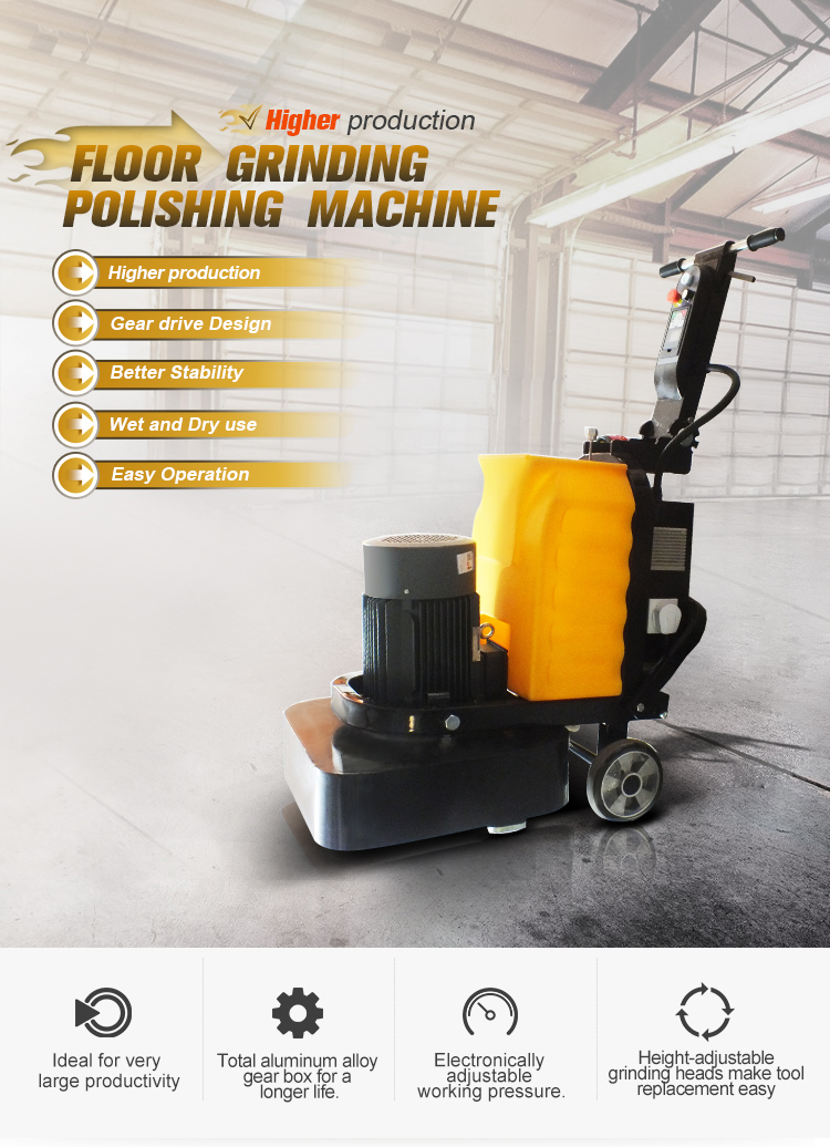 7.5kw 220v Concrete Polisher Epoxy Floor Grinder 4 Heads Terrazzo