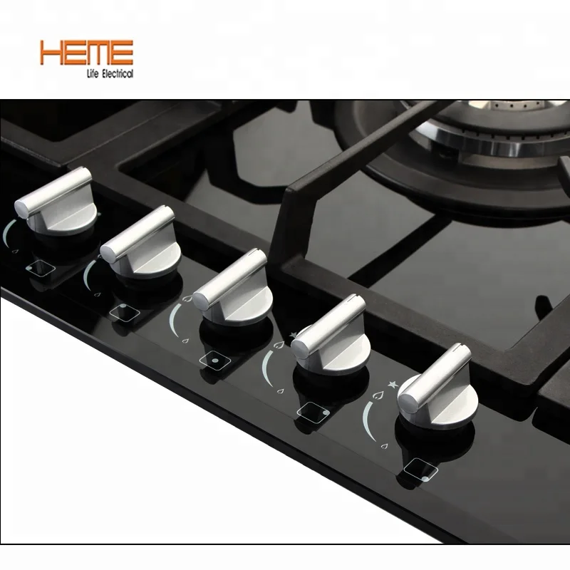 
8mm Thickness tempered glass panel built in 5 burner gas cooktop 