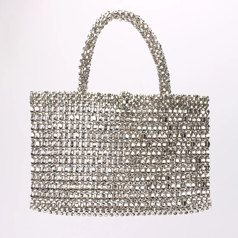 

Silver Plastic Environmental Beads Women Hand Bag Any Color Can Be Customized