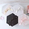 customized Marbling printing logo ribbon open hat hexagon shape flower box,hot sell paper box for gift,high quality luxury box