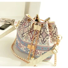 Bohemia Canvas Drawstring Bucket Bag Shoulder Handbags Women Messenger Bags Bolsa Feminina Bolsos