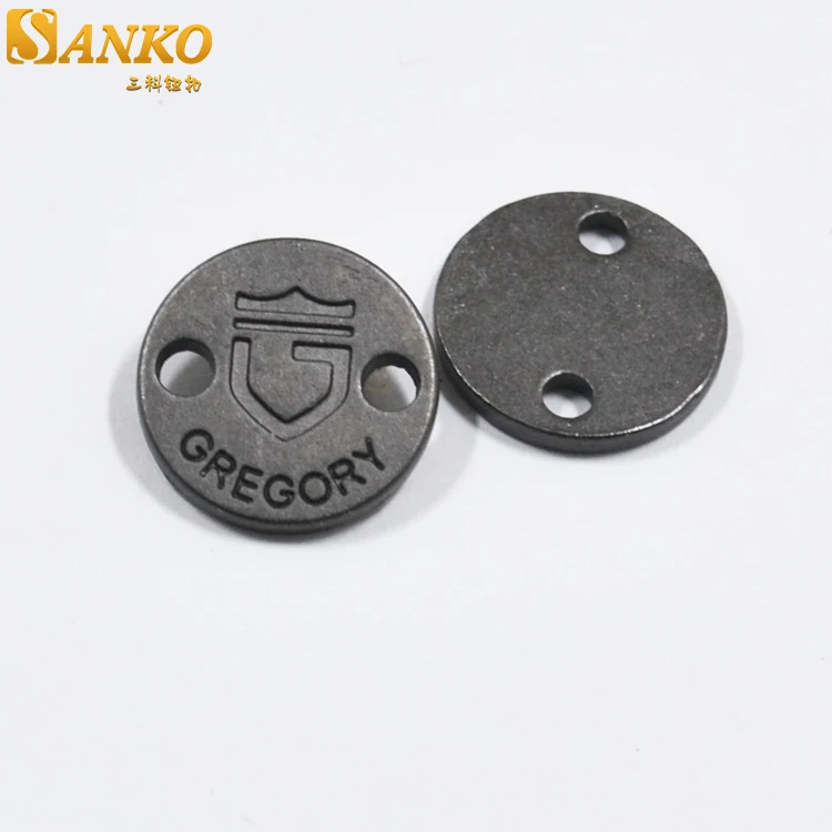 

Guangzhou manufacturer clothing labels and badges engraved logo custom metal badge for clothing, Customized