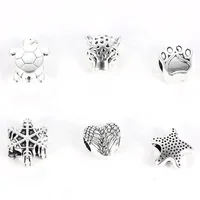 

Fashion Retro Silver Multi Animals Modeling Loose Spacer Beads Big Hole Fit Unisex DIY Charms Bracelet Jewelry Accessories