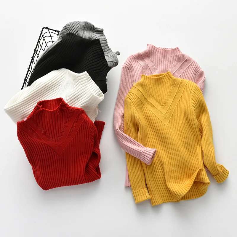 

winter baby girl sweater for children kids sweater solid worm long sleeve pink toddler children clothes wholesale new design