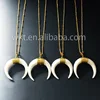 WT-N401 Wholesale cattle bone carved half moon necklace, Fashion wire wrapped bone half moon necklace
