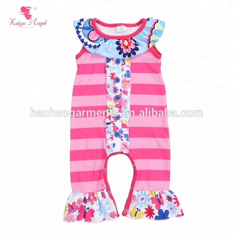 

2018Cheap Wholesale Boutique Kids Clothing Infant Toddler Clothes Baby striped ruffles Rompers, Many colors available