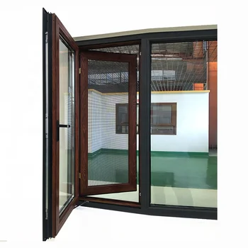 Brown Color Thermal Break Aluminum Out-swing Windows With Mosquito Nets ...