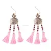 2017 Silk Thread Earrings Pictures Pink Earrings Long Chain Earrings Women