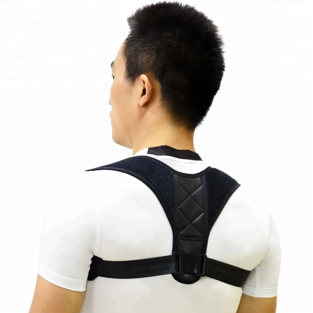 

Women Men Neoprene Upper Back Brace Orthopedic Leather Back Posture Corrector for Fixing Humpback Posture, Black