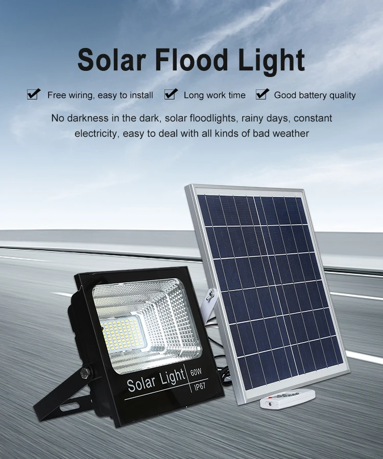 High brightness ip67 waterproof outdoor smd 25w 40w 60w 100w 200w solar led flood light