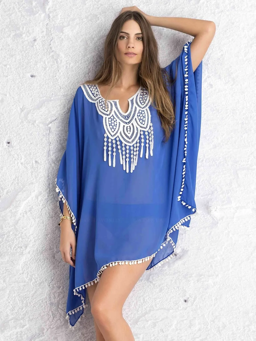 2014 new fashion lady bohemian style chiffon blouse batwing