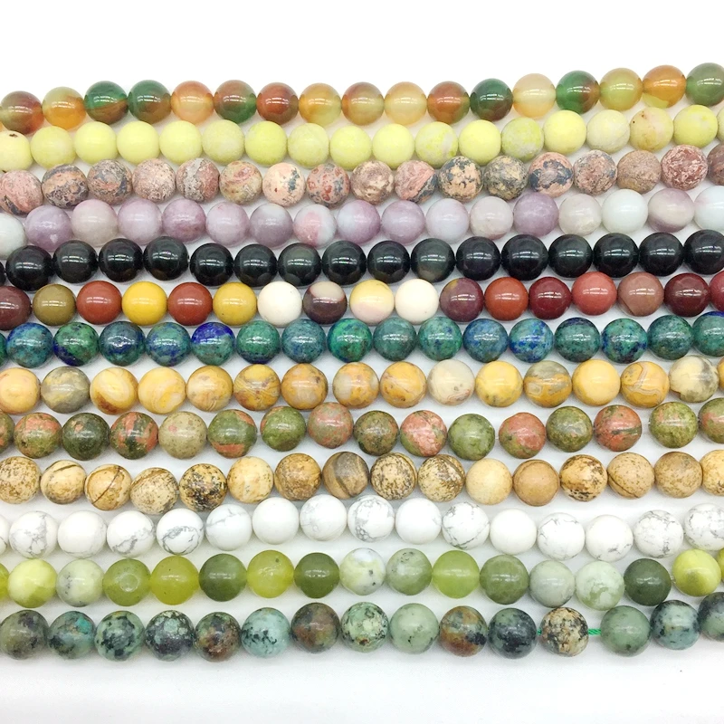 

Natural Loose Stone Beads Strand Gemstone Perles 4 mm 6 mm 8 mm 10 mm Round Smooth For DIY Jewelry Making Lava Onyx Agates, Multi colors string