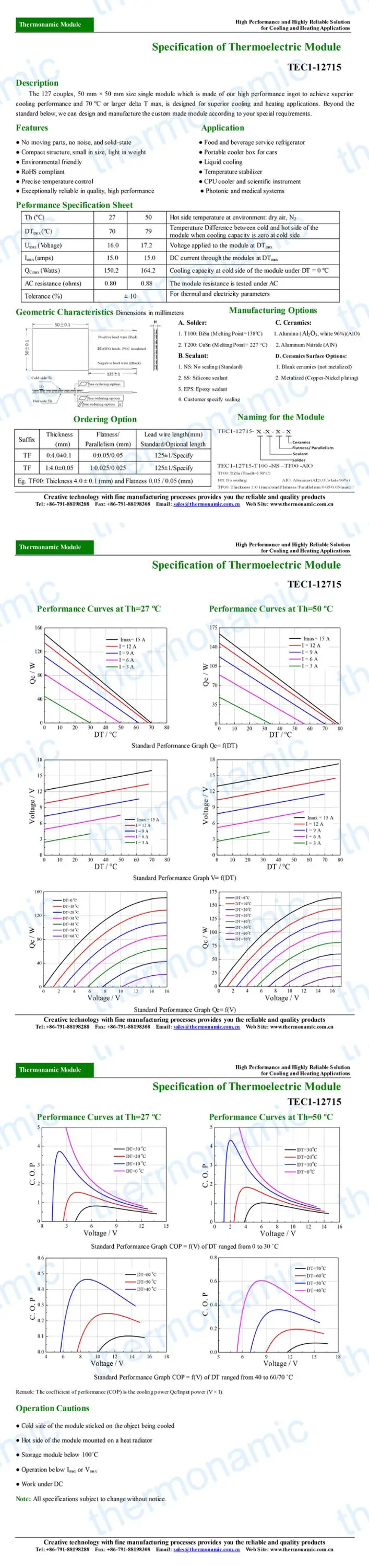 peltier 12715 datasheet