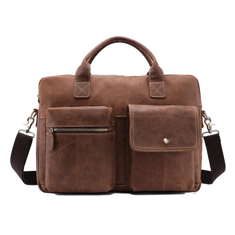 

Amazon Hot Sale Men's Leather Handbags Head Layer Of Cowhide Shoulder Messenger Bag Men's Business Briefcase Men's Bag Online, Oil red brown, oil coffee