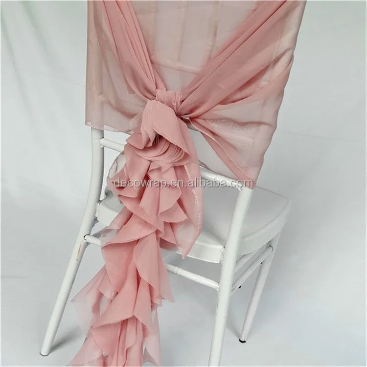 Wholesale Fashionable Charivari Ruffle Chair Sash Chiffon Curly Willow