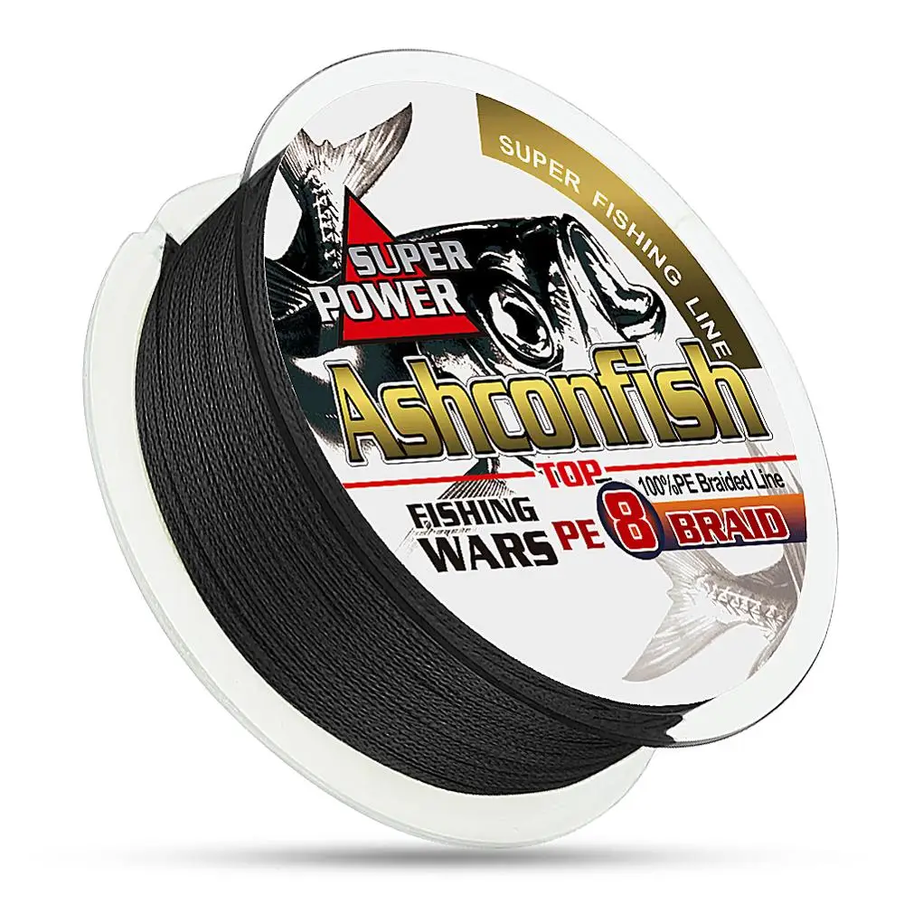 

BLK UHMWPE WEAVING never fade color 8 strands 100m 300m 6-300lb PE braid fishing line, Black without fade