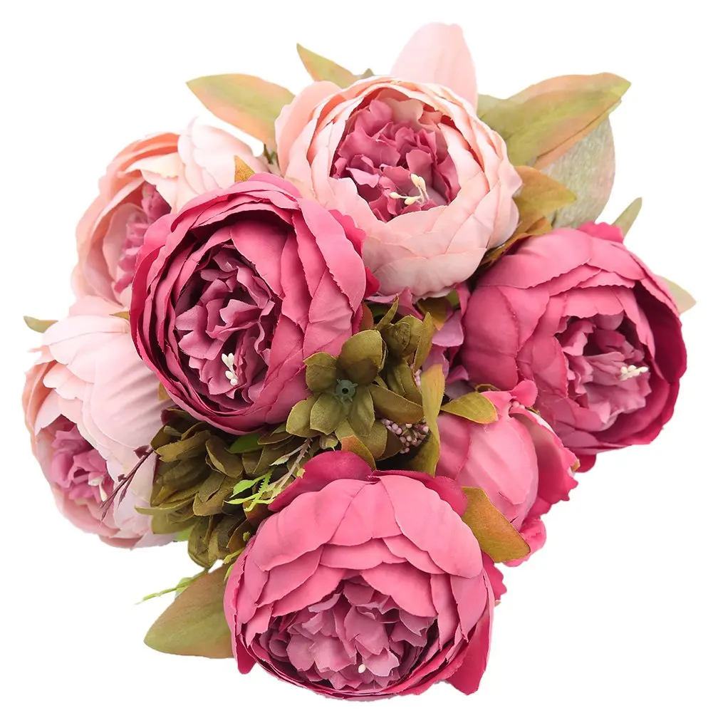 13 Heads High Quality Silk Flowers Wedding And Home Decorative Peony