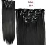 Heat Resistant Hair Piece Natural Black Long Straight Synthetic Wig Clip on Hair Extension