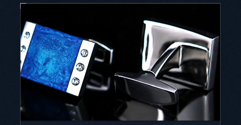 Muduh Collection French shirt cufflinks for mens Brand Blue Enamel Cuff link Male Luxury Wedding Button High Quality Free Shipping