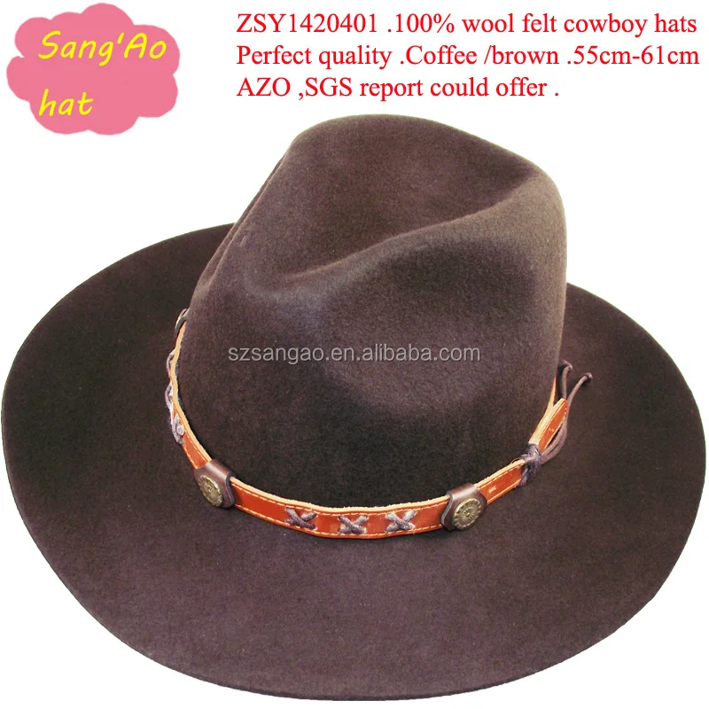 wholesale man felt 100% wool cowboy hat