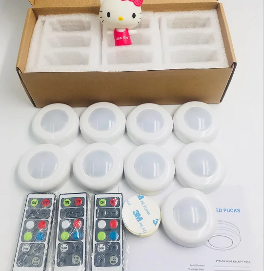 remote control led cabinet light multicolor led puck light battery operated wireless cabinet light