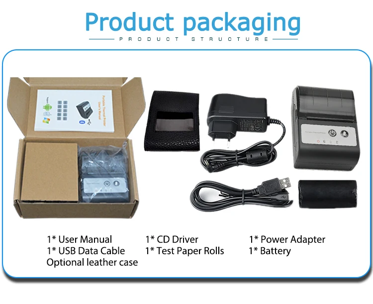 Mini 58mm Bluetooth Handheld Mobile Thermal Portable Printer HCC-T2P