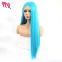 

Good Quality Wholesale Long Kinky Straight Blue Lace Front Wig For Cosplay Party
