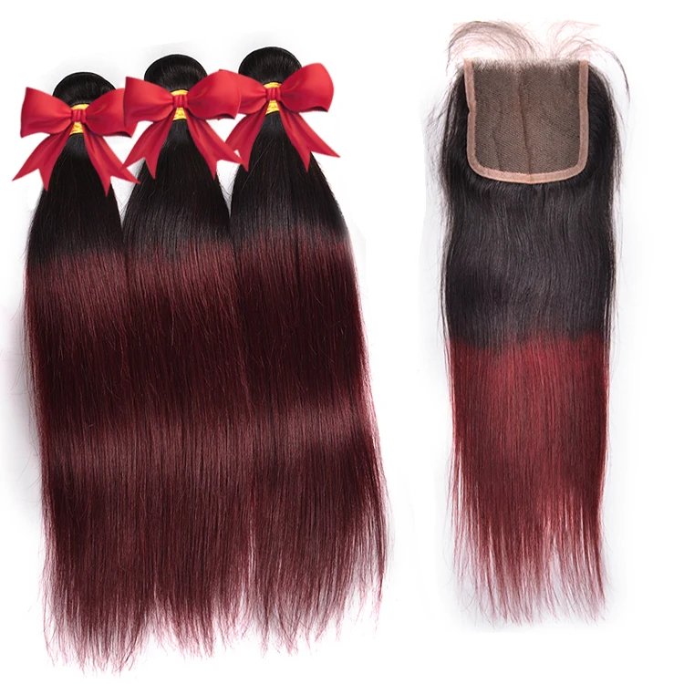 

Free Shipping Double Drawn Peruvian Human Hair 1b 99j Ombre Color Human Hair for Wholesale Ombre Colored Two Tone Weave