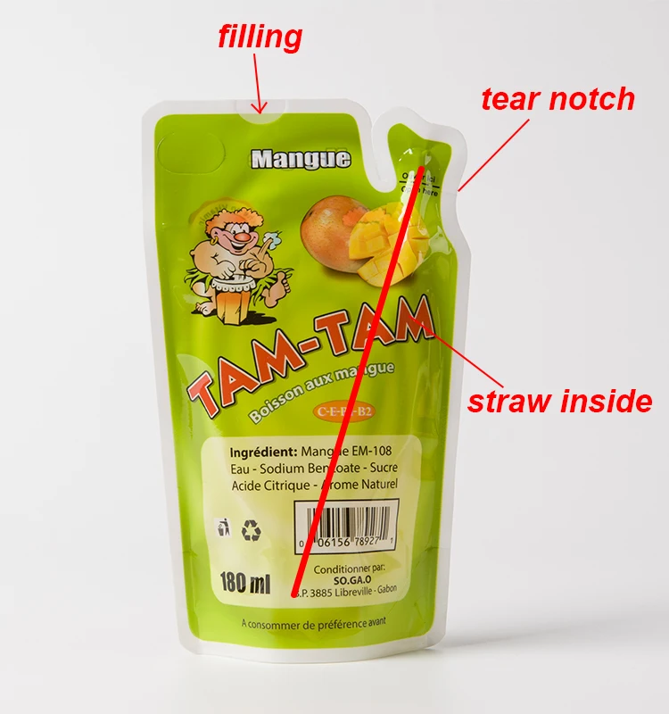 Customized Fruit Juice Bag Fresh Juice Packaging Stand Up Pouch With