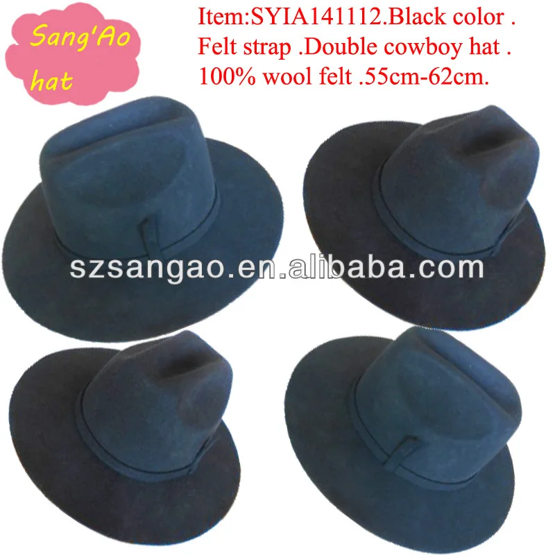 

Wholesale black flat brim wool fedora hat for man new, Customized