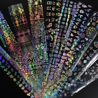 

4*100cm/Roll Holographic Nail Foil Flame Dandelion Panda Bamboo Holo Nail Art Transfer Sticker Water Slide Nail Art Decals