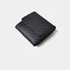 Wholesale customized Low MOQ RFID blocking front pocket carbon fiber handmade custom leather slim wallet for men