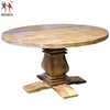 European style handmade antique reclaimed round wooden dining table sets