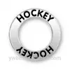 Wholesale free shipping custom DIY metal material affirmation text letter hockey ring charm for bracelet making jewelry