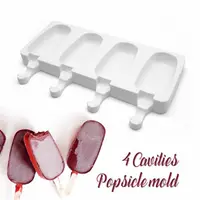 

Silicone Frozen Ice Cream Mold Juice Popsicle Maker Ice Lolly Pop Mould - 4 Cell