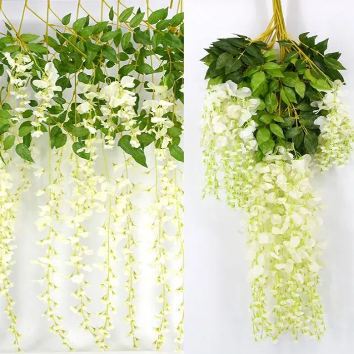 White Wisteria Hanging Flower Garland For Wedding Backdrops - Buy ...