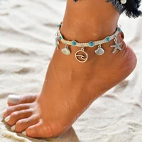 

Bohemian Silver Color Shell Starfish Pendant Anklets Bracelet Vintage Handmade Wave Anklet (KAN361)