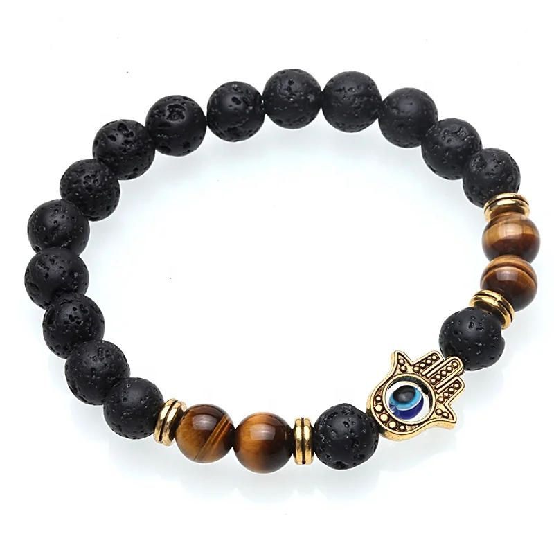 Mcllroy bead bracelet 8mm natural stone beaded & ancient gold palm bracelets women bracelet