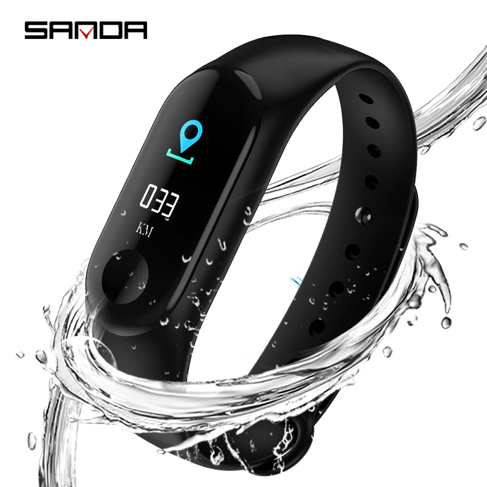 

SANDA M3 New Smart Sports Watches Color Screen Pedometer fitness Bluetooth Smartwatch For Men Women Bracelet Wristwatch IP67, Black /blue/ red