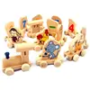 Wooden digital zodiac train toy set,Funny DIY wooden train block toy,Education wooden train set for kids
