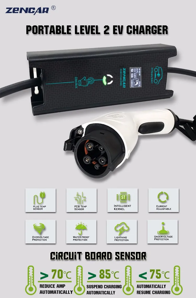 Nema 1450 Electric Car Charger J1772 Level 2 Charging 32a Adjustable