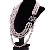 

HUSURU Jewelry Greek Letter Delta Sigma Theta Multi Layer Strings Pearl Necklaces DST Label Sorority Fraternity Women Jewelry